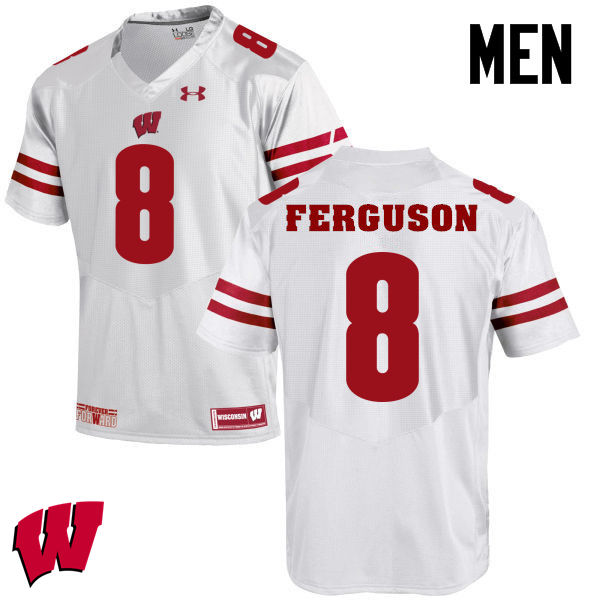 Men Winsconsin Badgers #8 Joe Ferguson College Football Jerseys-White - Click Image to Close